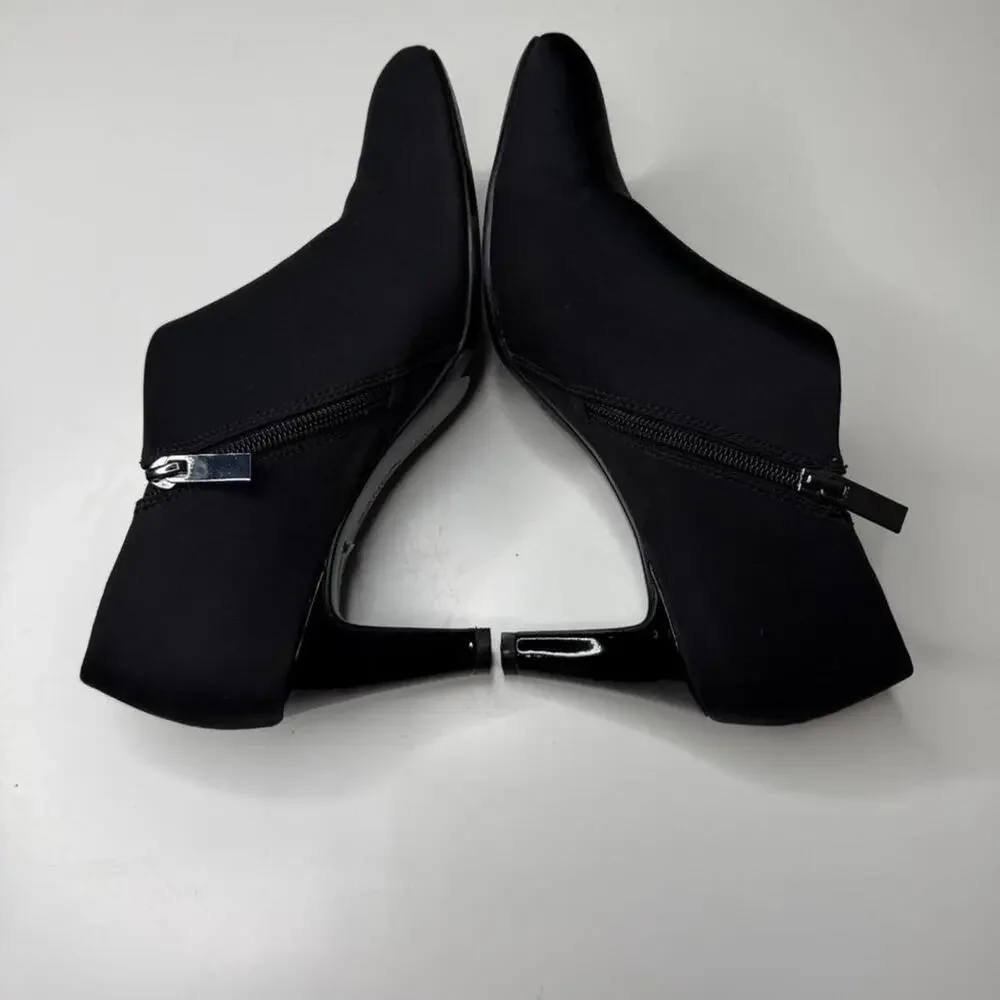 Bandolino Black Stretch Ankle Bootie Heels Sz‎ 8M – Sleek Minimalist Career Core